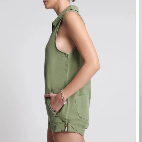 One Teaspoon | Khaki Mini Braxton Overalls - Picture 2 of 10